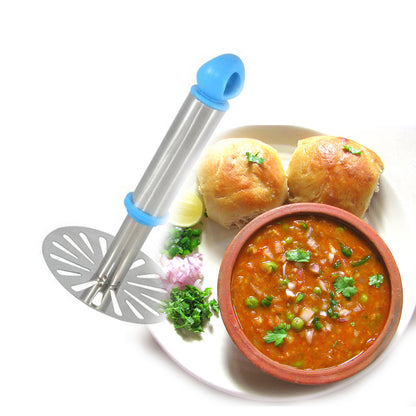 8123 Ganesh Potatopav Bhaji Masher With Plastic Handle Silver  Plastic - Oval Pav Masher Potato 1-piece Smasher Handle Multicolor