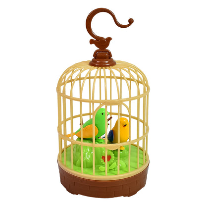 Sound Activated Chirping Bird In Hanging Cage Beautiful Pinjra Bird Toy (1 Pc  Battery Not Operated)