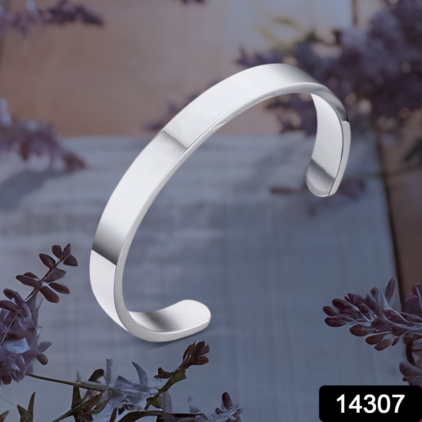 Minimalist Polished Open-ended Silver-tone Stainless Steel Kada (1 Pc)