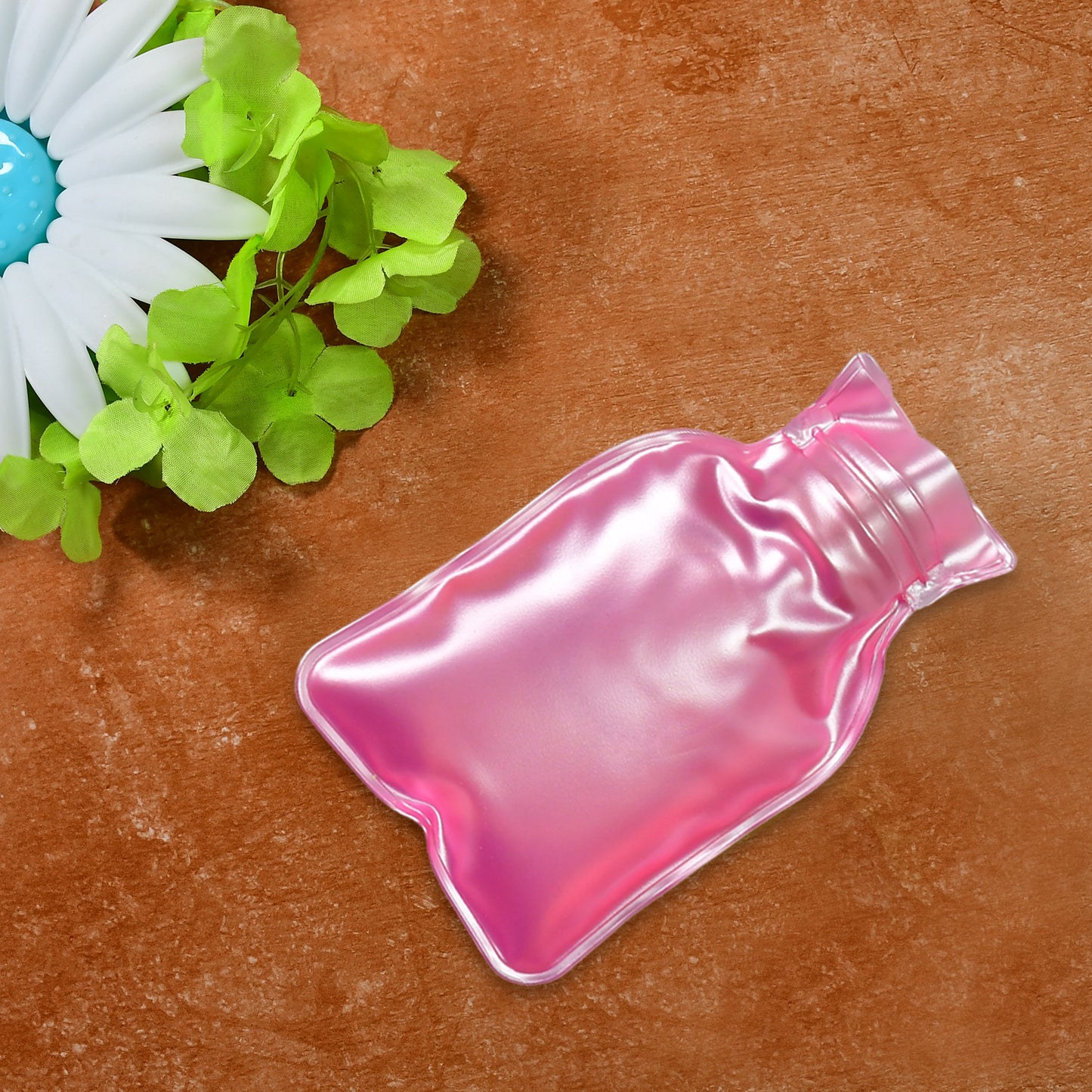 6533 Simple Pink Small Hot Water Bag With Cover For Pain Relief Neck Shoulder Pain And Hand Feet Warmer Menstrual Cramps.