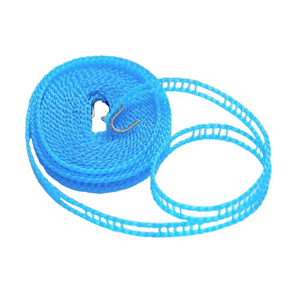 8861 3 Meters Windprood Anti-slip Clothes Washing Line Drying Nylon Rope With Hooks Durable Camping Clothesline Portable Clothes Drying Line Indoor Outdoor Laundry Storage For Travel Home Use (3 Mtr.)