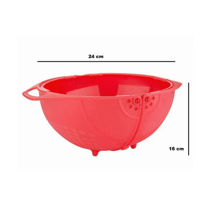 2145  Plastic Revolving Multi Functional Rice Vegetable Fruit Wash Basket Bowl (Multi Colour)