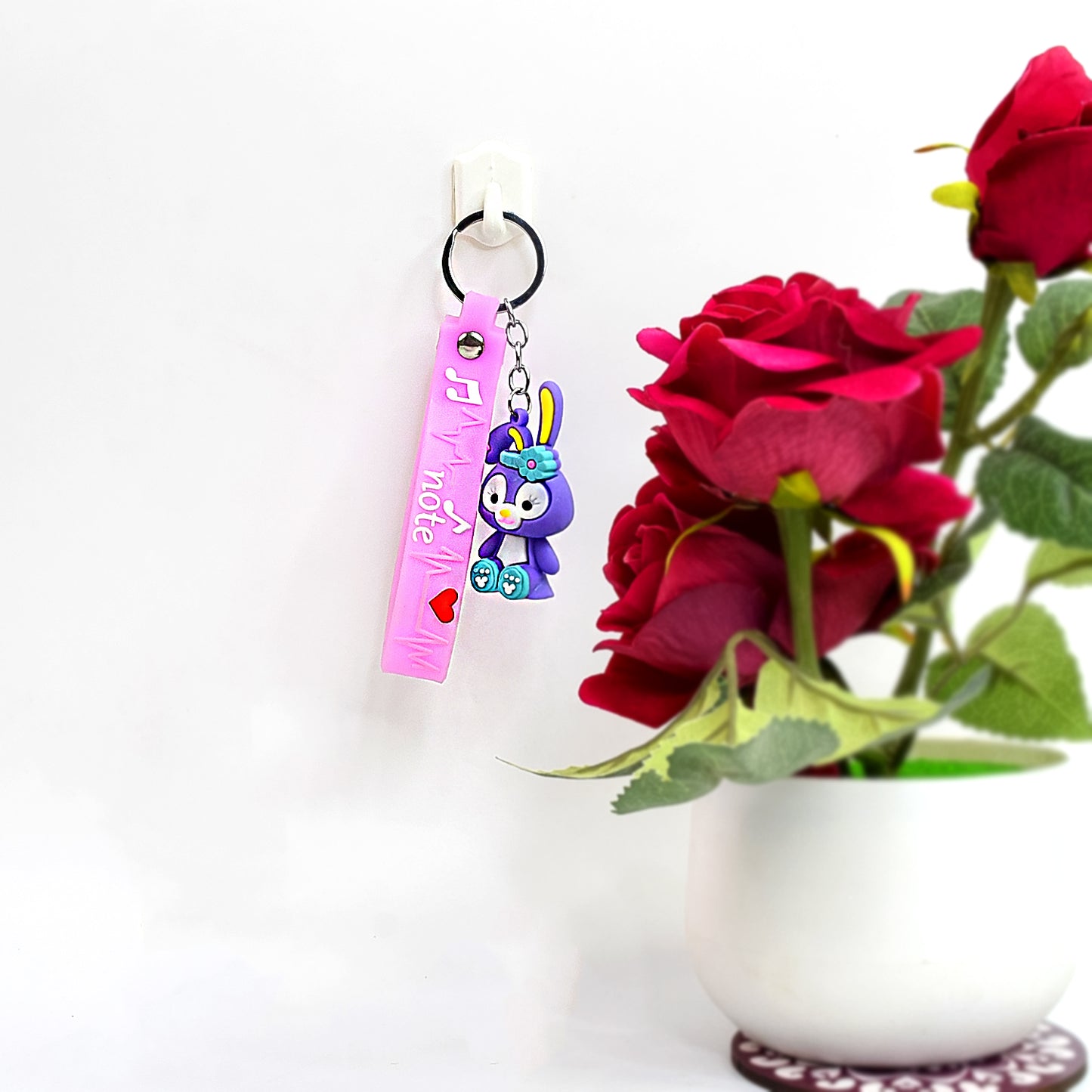 Cute Cartoon Silicone 3d Key Chain With Metal Hook  Strap (Pack Of 1)