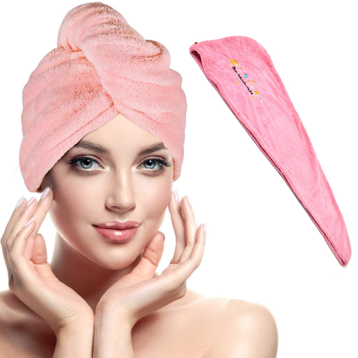 Microfiber Hair Wrap Towel Cap (1 Pc  63x23 Cm   Mix Color)