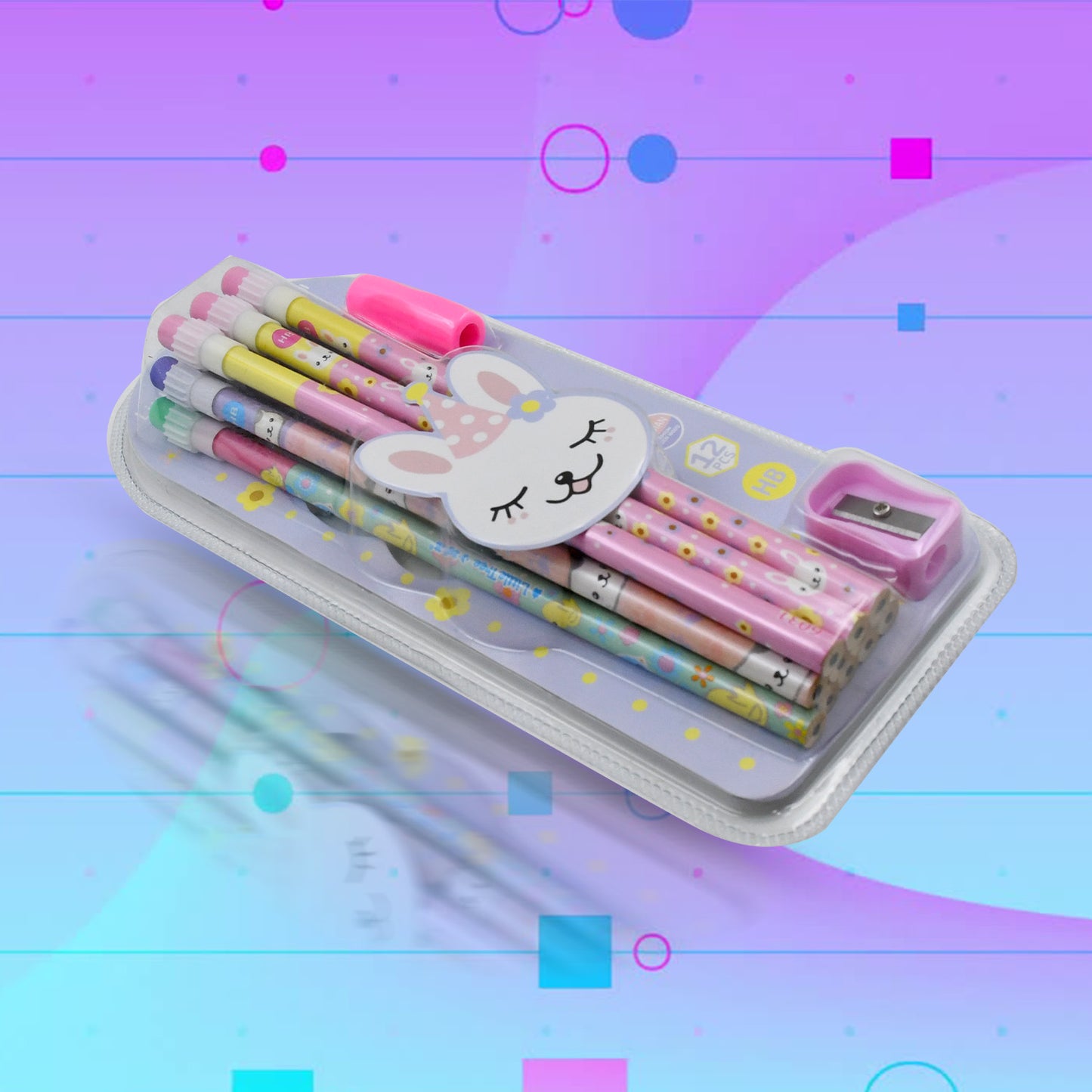 4396 Cute Rabbit Bear Drawing Graphite Writing Pencil Set With Pencil Sharpener  Eraser Pencil And Eraser Set With Eraser For Kids For Girls Fancy School Stationary Birthday Party Return Gift (14 Pc Set)