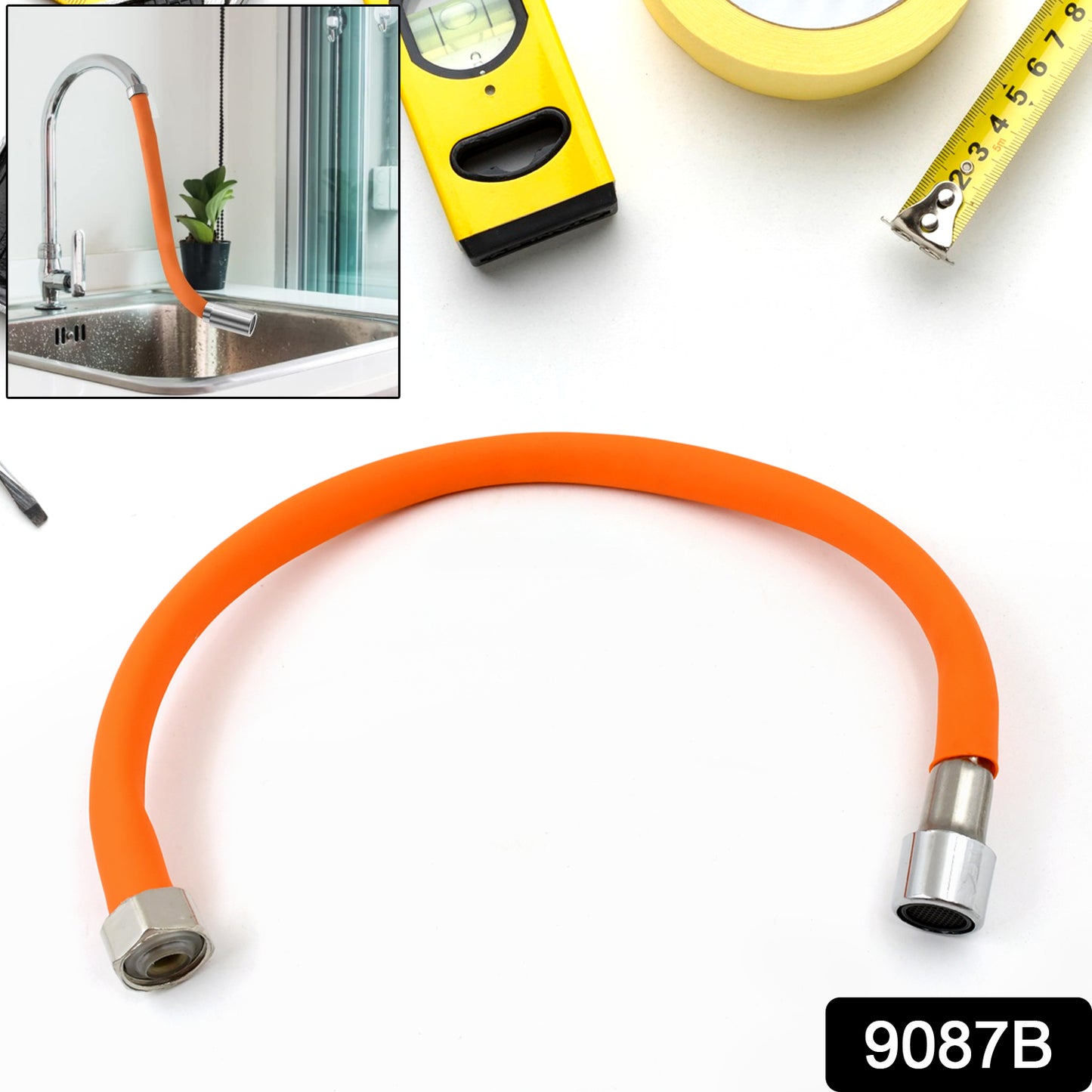 9087b Flexible Water Tap Extender Universal Foaming Extension Tube With Connector 360 Free Bending Faucet Extender Adjustable Sink Drain Extension (46cm)