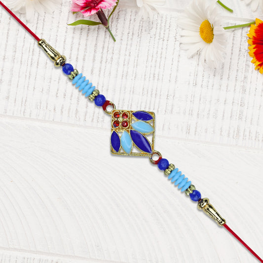 Blue Petal Motif Rakhi