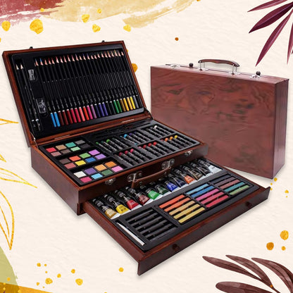 Artist Drawing  Painting Color Set Ith Wooden Case (112 Pcs Approx)