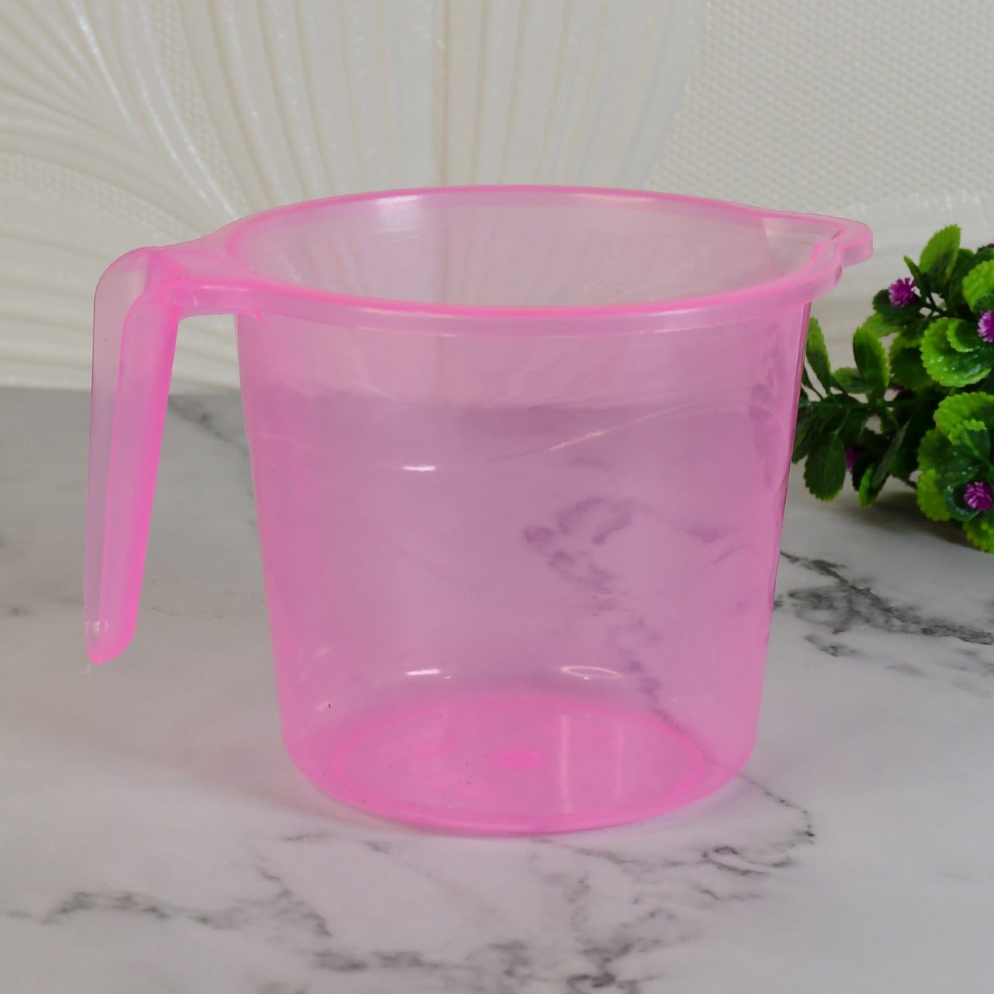 Plastic Round Transparent Bath Water Mug (1 Pc  1200 Ml  Mix Color)