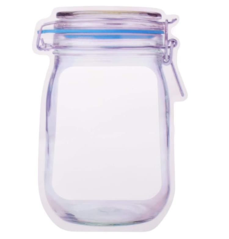 1075 Reusable Airtight Seal Plastic Food Storage Mason Jar Zipper (1000ml)