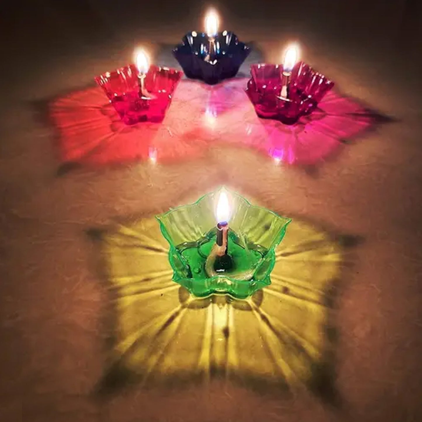 6320 Magical Reflection Diya Set With 6 Attractive Design Cup Set Of 12 Pieces