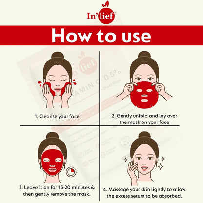 Inlief Vitamin C 0.5 Hydrating  Brightening Facial Sheet Mask (1 Pc)