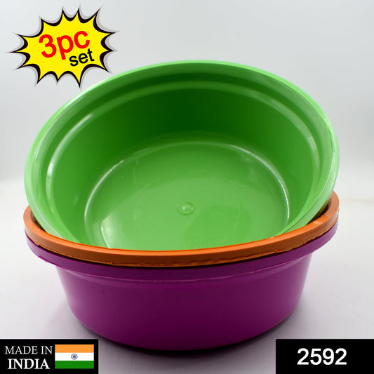 2592 Household Storage Plastic Round Bowl  Tub  Basket  Bucket Set - Pack Of 3