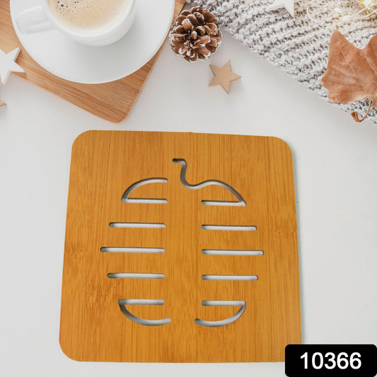 Square Bamboo Wood Table Place Mat Hot Pot Cup Mat Tea Coaster(1414 Cm  1 Pc)