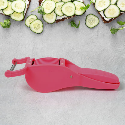 Plastic 2 In 1 Vegetable  Fruit Multi Cutter 5 Blade Vegetable Cutter With Peeler (1 Pc  Multicolor)