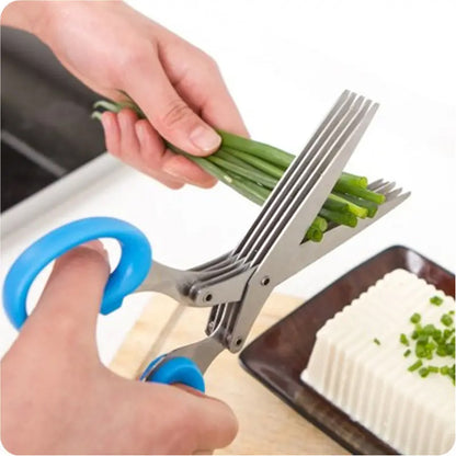 1651 Multifunction Vegetable Stainless Steel Herbs Scissor With 5 Blades