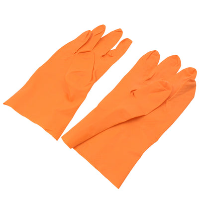 0621 Multipurpose Rubber Reusable Cleaning Gloves Reusable Rubber Hand Gloves I Latex Safety Gloves I For Washing I Cleaning Kitchen I Gardening I Sanitation I Wet And Dry Use Orange Gloves (1 Pair 40 Gm)