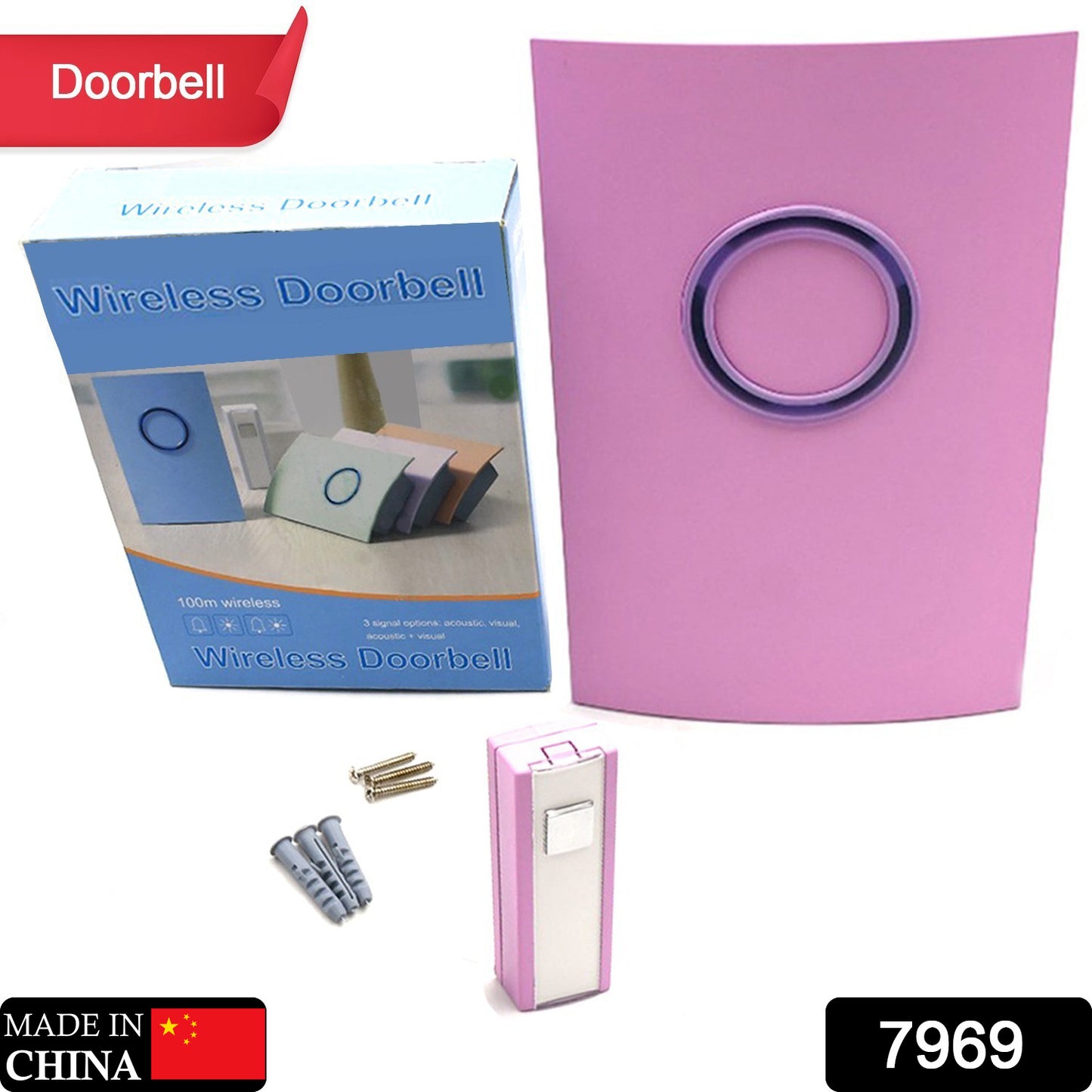 7969 Wireless Doorbell Doorbell Button Wireless 100m Remote Waterproof Wireless Doorbell Many Tones  Ip44 Waterproof Door Bell For Home