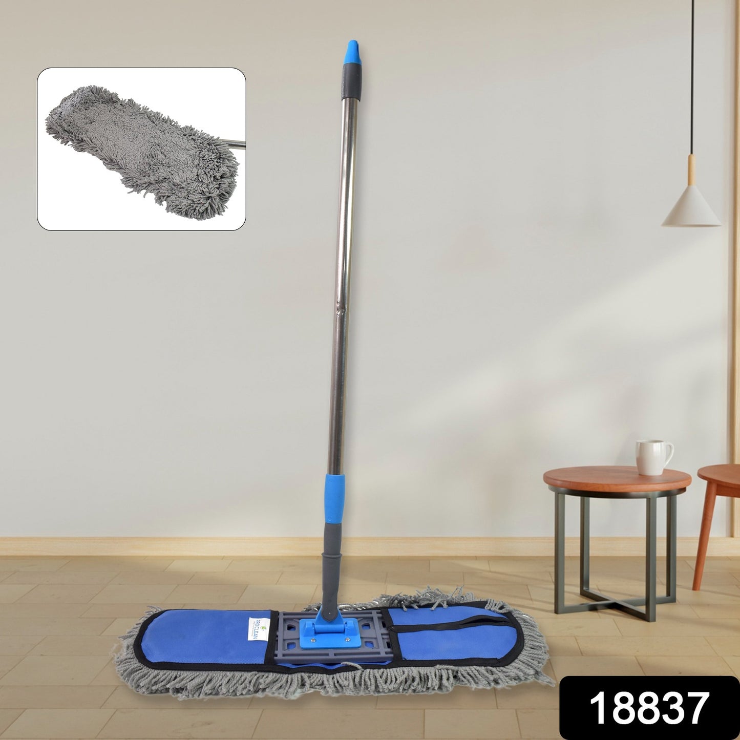 Wet And Dry Cotton Pad Floor Mop With Long Aluminium Handle (1 Pc  Large)