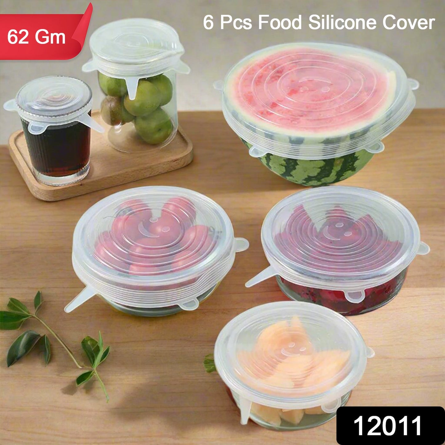 Silicone Food Cover Stretch Lids (6 Pcs Set  62 Gm)