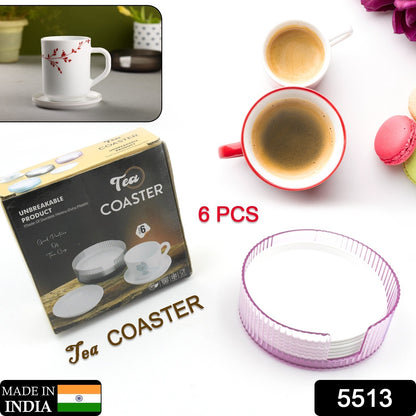 5513 Coasters Set Of 6 Plastic Coasters Spill Protection For Table Desk Durable And Non Slip Plastic Coaster Fit Common Size Drinking Glass Coffee Cup Tea Cup Mug