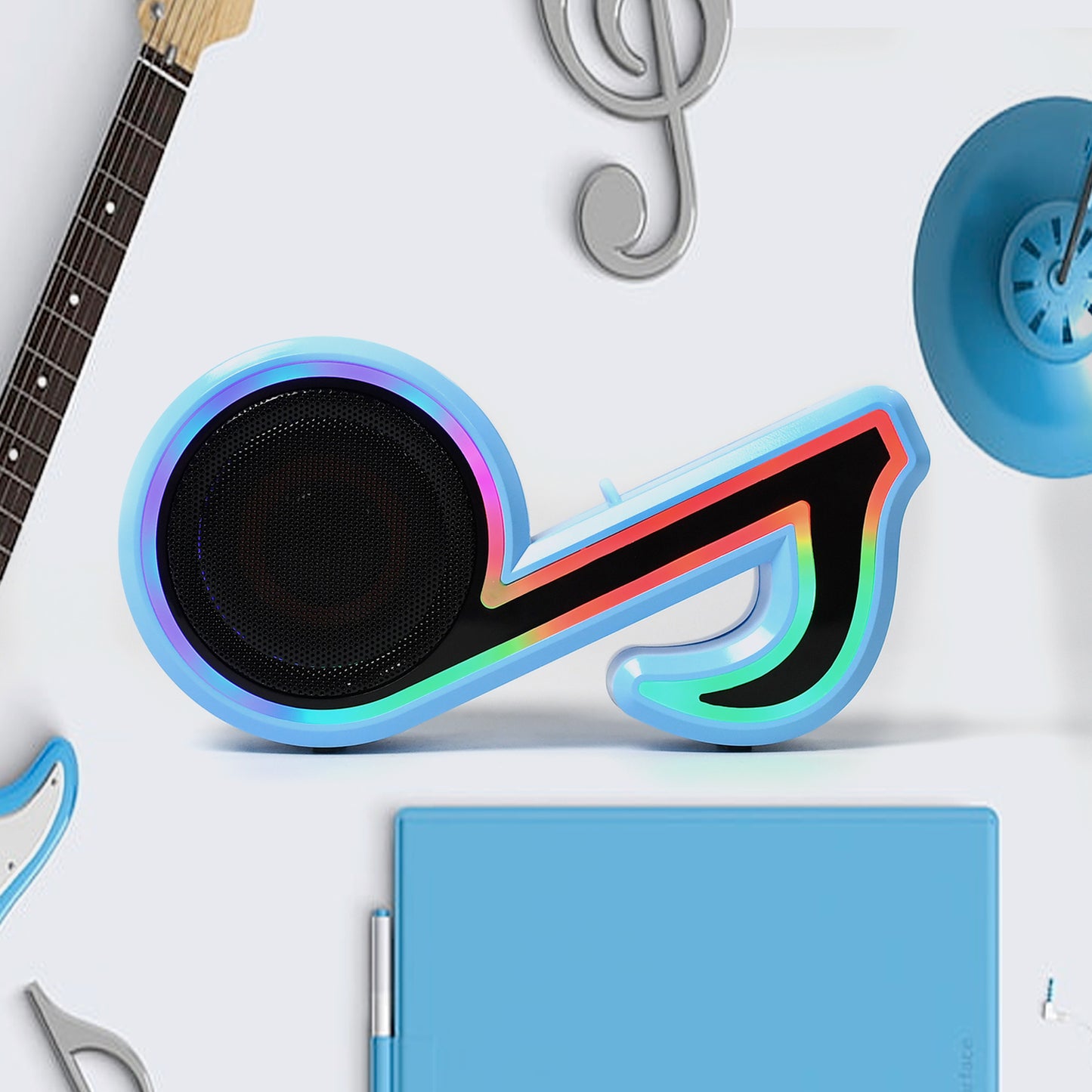 6068 Mini Portable Music Note Shape Speaker Subwoofer Colorful Musical Note Led Lighting Sound For Creatives Gift Computer Phone Sound Equipment