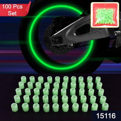 Tyre Valve Caps Luminous Glow Car Tire Valve Cap Covers Vaal Cap (100 Pcs Set)