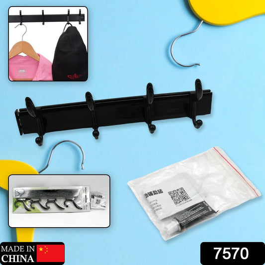 7570 Cloth Hanger Wall Door Hooks Rail For Hanging Clothes For Hanging Hook Rack Rail Extra Long Coat Hanger Wall Mount For Clothes Jacket Hats 6 Hook With Eco-friendly Liquid Adhesive Glue