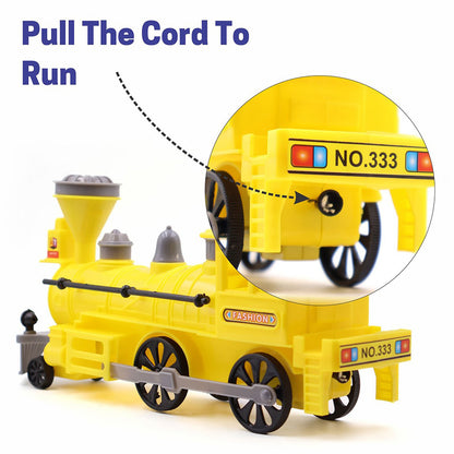 Pull And Go Train With Light Plastic String Pull Back Train (1 Pc  Mix Color)