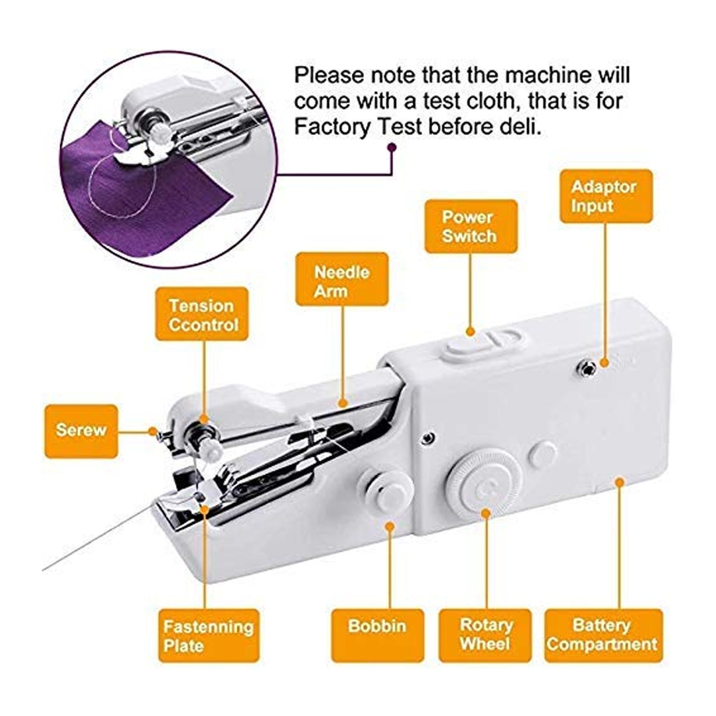 Cordless Handheld Electric Sewing Machine (Battery Not Included  1 Pc)