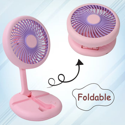 17794 Usb Rechargeable Portable Fan With Led Light Heavy Duty  Foldable Fan With Charging Port Home Outdoor Temple