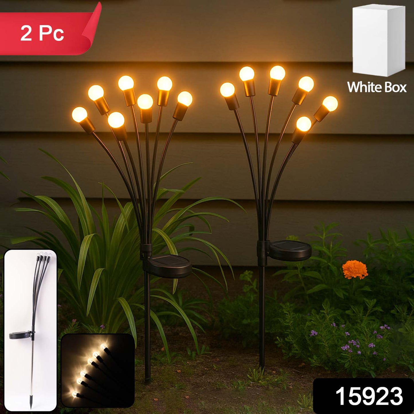 2 Pc Solar Led Garden Stake Firework Lights
