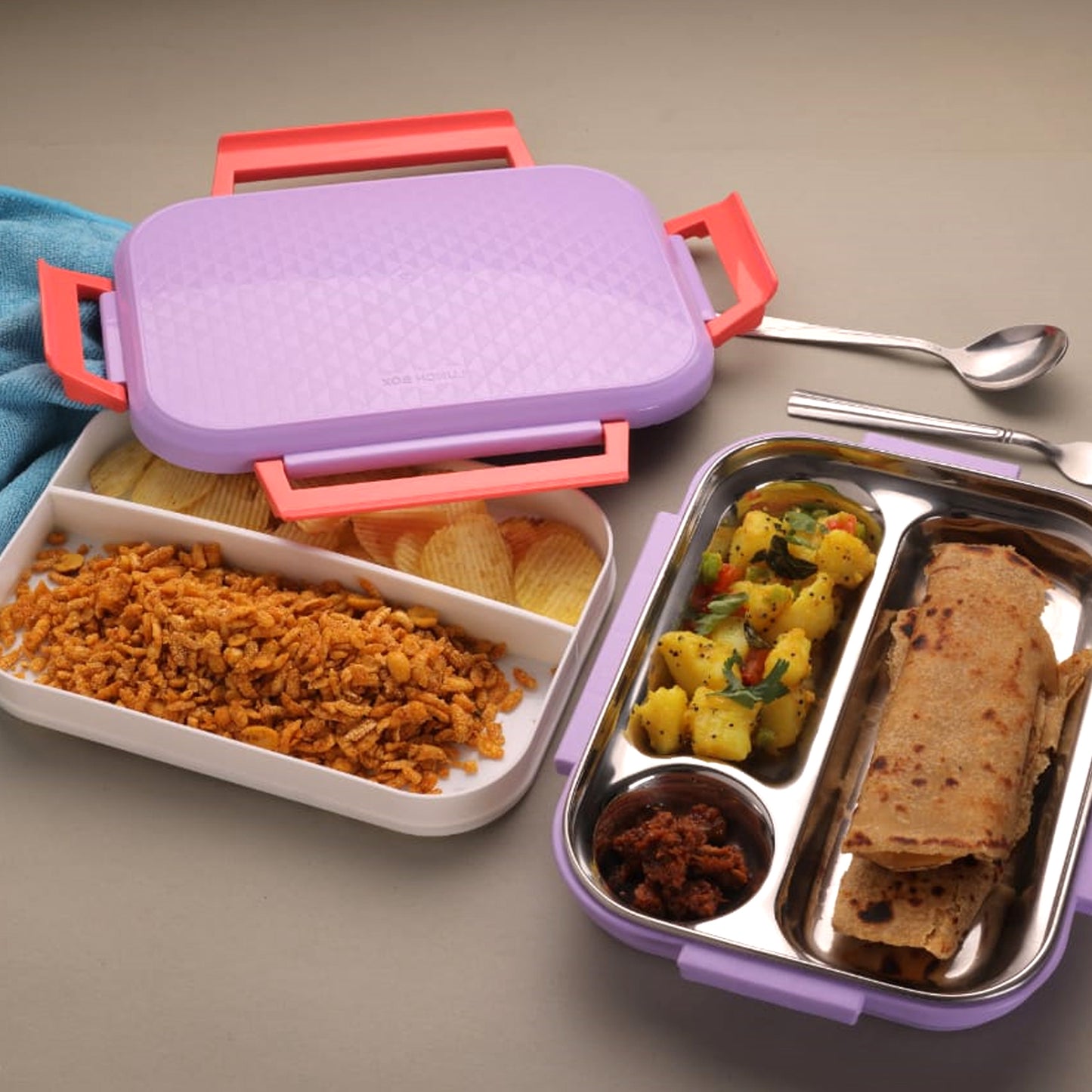 5364 Break Time Lunch Box Steel Plate Multi Compartment Lunch Box Carry To All Type Lunch In Lunch Box  Premium Quality Lunch Box Ideal For Office  School Kids  Travelling Ideal