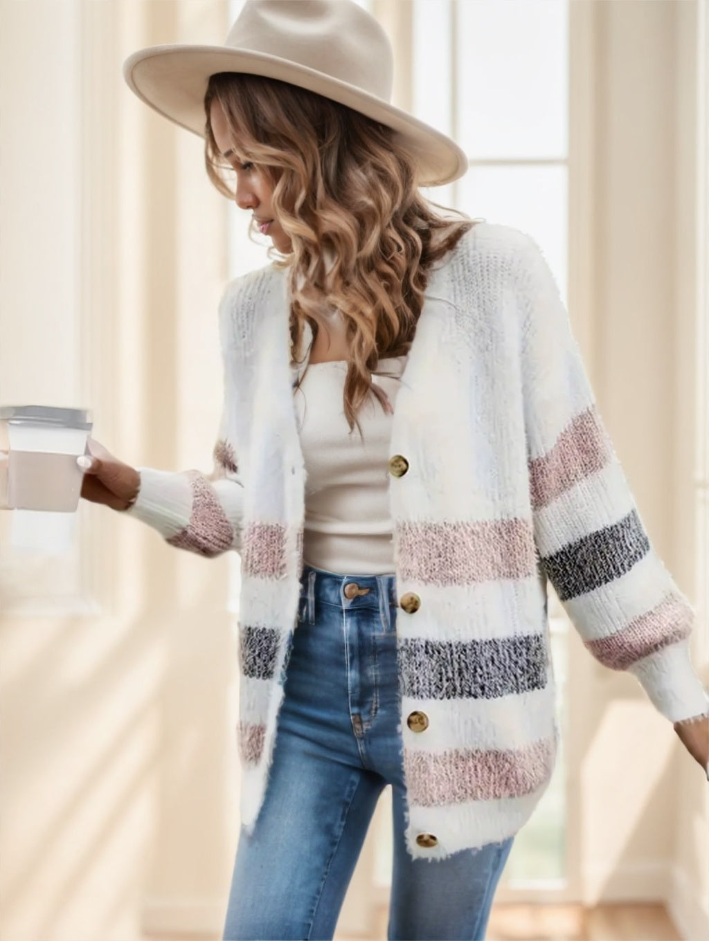 Women's French Stripe Cardigan