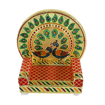 17697 Meenakari Work Laddu Gopal Singhasan For Pooja Mandir Wooden Krishna Ladoo Bal Gopal Sofa Asan Home Decorative Premium Look Decorative Singhasan Suitable For Home Office Restaurant (2 Pc Set)