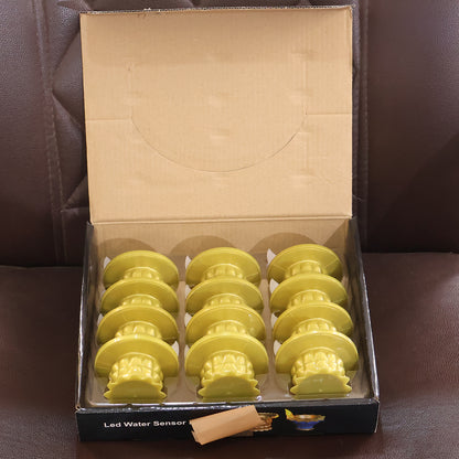 Set Of 12 Water Sensor Led Golden Diyas