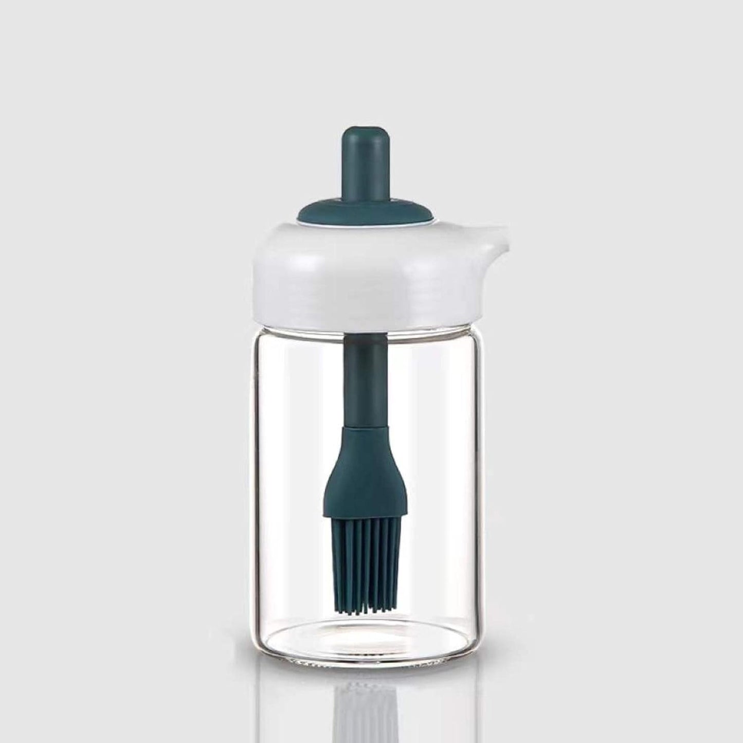 2 In 1 Glass Oil Dispenser Jar  Bottle With Brush (1 Set)