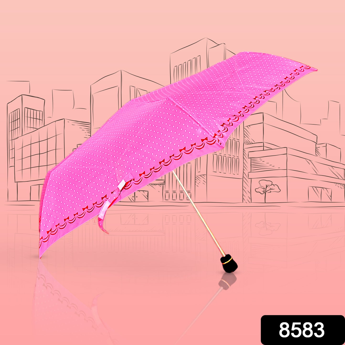 3-fold Sun  Rain Protective Solid Foldable Umbrella (1 Pc)