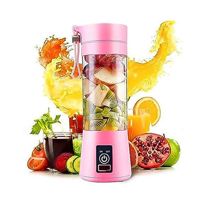 Portable Electric Usb Juice Maker Juicer Bottle Blender Grinder Mixer 4 Blades Rechargeable Bottle (380 Ml  Mix Color)