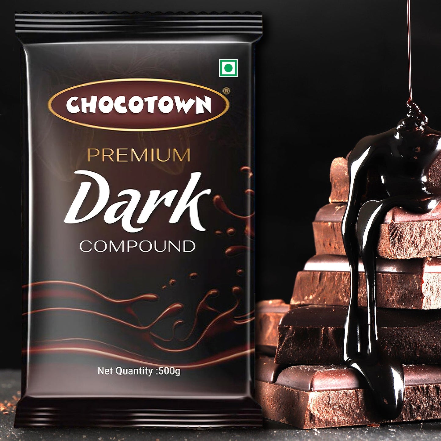 Dark Compound 500gm  Chocotown Dark Choco Slab