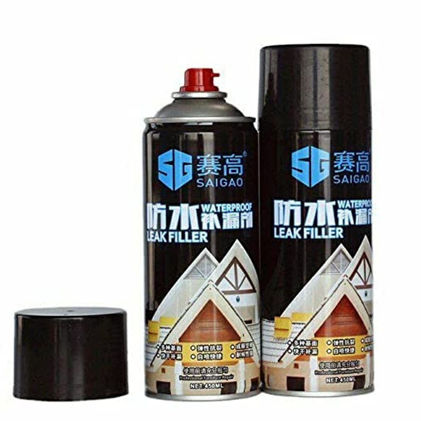 1332 Waterproof Leak Filler Spray Rubber Flexx Repair  Sealant - Point To Seal Cracks Holes Leaks Corrosion More For Indoor Or Outdoor Use Black Paint (450 Ml)