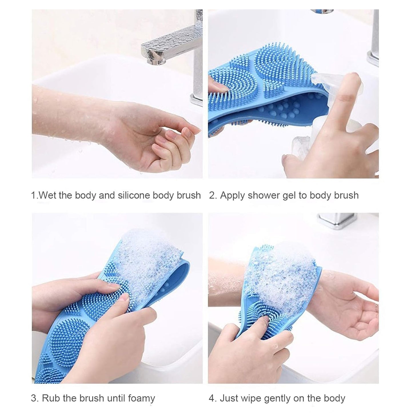 Silicone Body Scrubber Silicone Bath Body Brush (1 Pc  24 Inch)