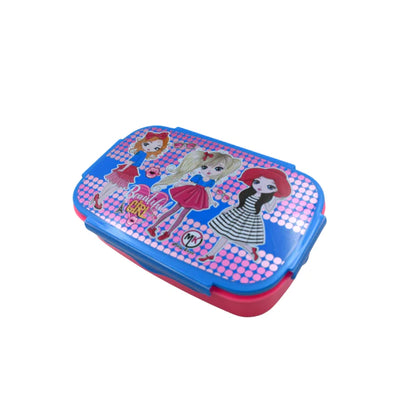 5485 Cartoon Printed Plastic Lunch Box With Inside Small Box  Spoon For Kids Air Tight Lunch Tiffin Box For Girls Boys Food Container Specially Designed For School Going Boys And Girls