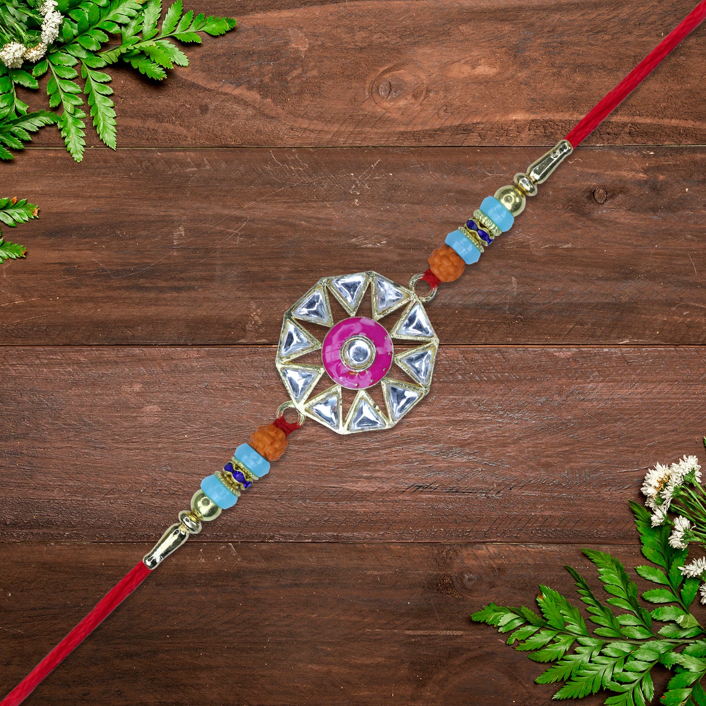 Pink  Silver Designer Rakhi