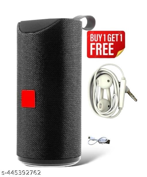 Portable Wireless Bluetooth Speaker With Wired Earphone (Black & White, Set of 2)