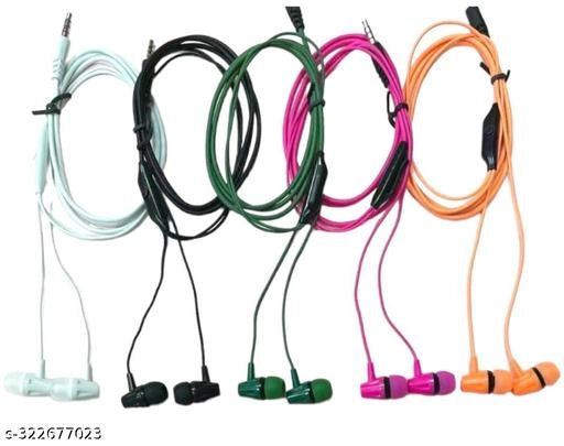 Wired Earphones (Multicolor, Pack of 5)