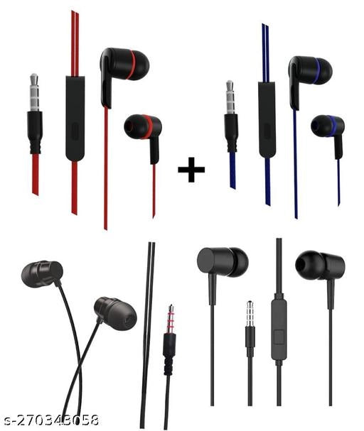 Wired Earphones (Multicolor, Pack of 5)