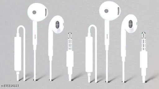 Wired Earphones (White, Pack of 2)