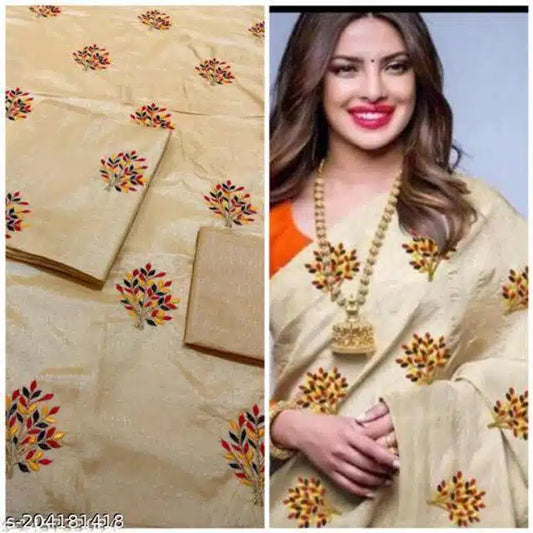 Jacquard Saree For Women (Off White, 6.3m)