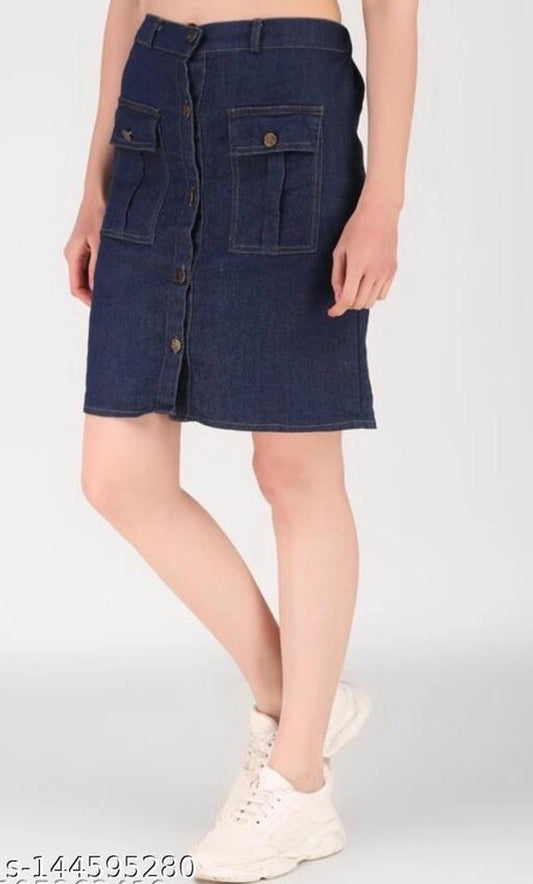 Denim Skirts for Women (Blue, 28)